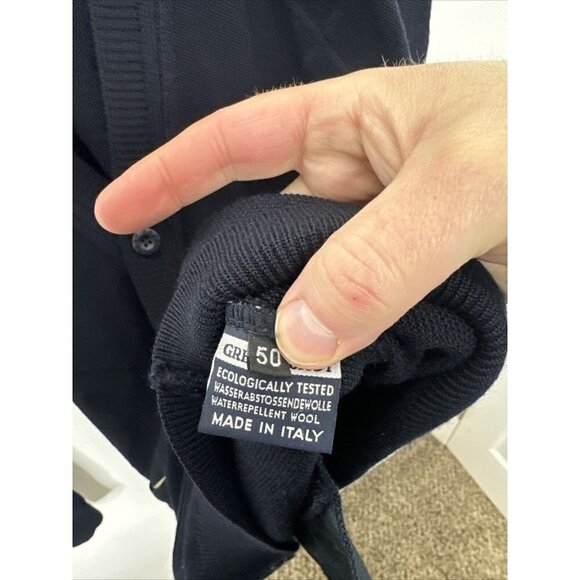 Green Coast Yachting Men M Blue Cardigan Merino Wool Blend Preppy Sailing Italy - Picture 6 of 8